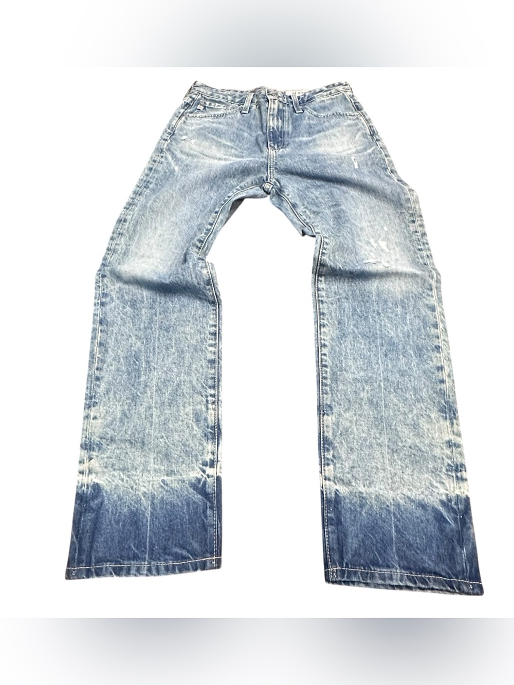 AG Adriano Goldschmied Distressed Straight Leg Jeans Women’s 26R Light Wash 100%
